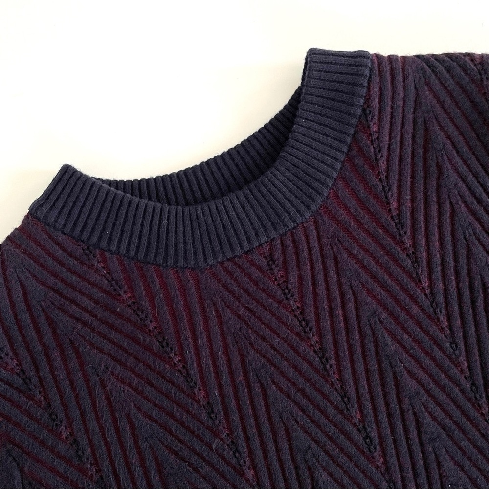 See By Chloe Ribbed Knit Scalloped Two Tones Long Sleeve Dress - Picture 6 of 14